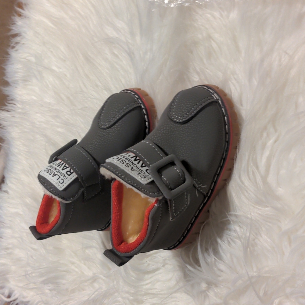 Classic fashion brand raw 3301 baby boots grey fluffy inside